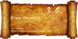 Kopa Oszvald névjegykártya